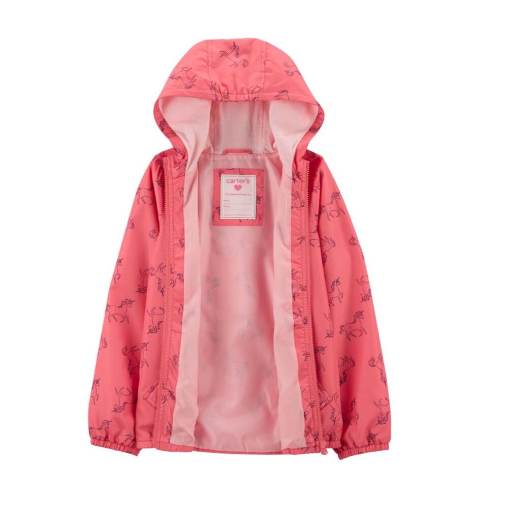 CARTERS UEC Girls Size 8 Unicorn Windbreaker Rain Jacket Pink Water Resistant - Picture 2 of 11